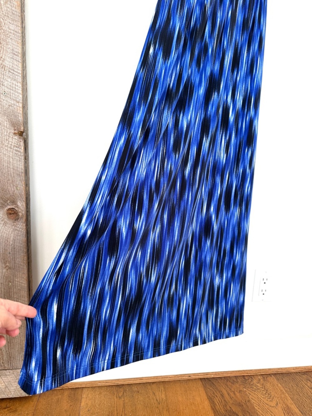 Saks Fifth Avenue “Black” Blue & Black Striped Halter Dress, Maxi, Stretch Knit - Picture 5 of 13